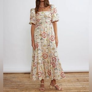 NWT KITRI Maggie Vintage Plates Maxi Dress